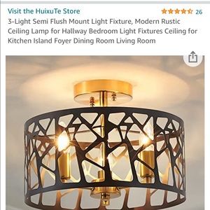 3 light Semi Flush Mount Light Fixture in Black